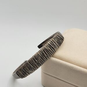 MWS Mark Wasserman Samara Textured Sterling Silver 925 Cuff Bracelet